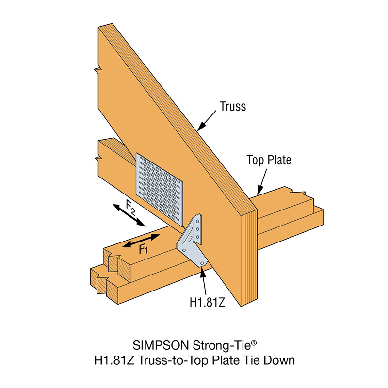 100 Pk Simpson Strong-Tie Galv Steel 18 Ga Rafter To Top Plate Brace Tie H2.5T 